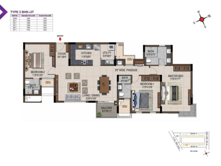3 BHK 1909 - Casagrand Amethyst Sholinganallur