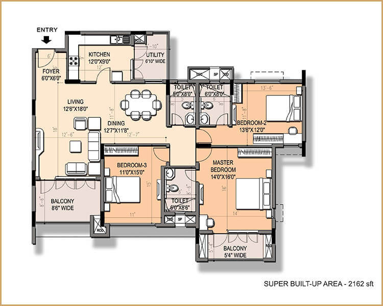 3 BHK - 1922 To 1944 - Purva Windermere Chennai