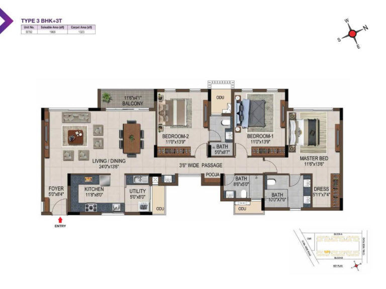 3 BHK 1968 - Casagrand Amethyst Sholinganallur