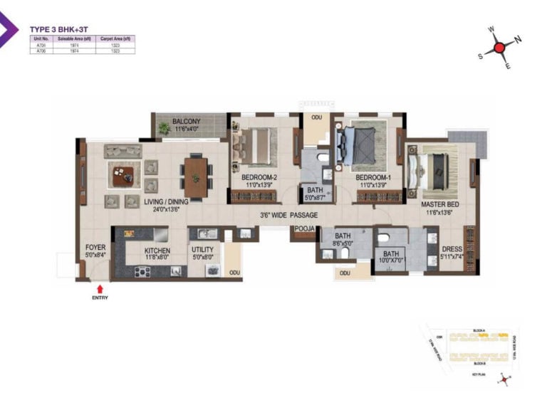 3 BHK 1974 - Casagrand Amethyst Sholinganallur