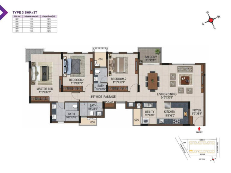 3 BHK 1976 - Casagrand Amethyst Sholinganallur