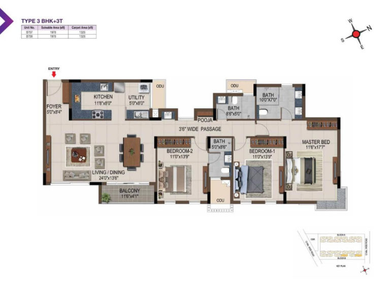 3 BHK 1978 - Casagrand Amethyst Sholinganallur