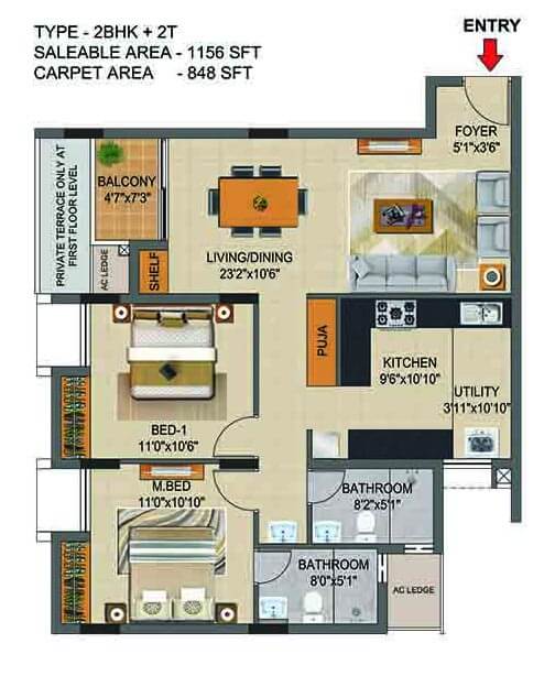 2 BHK - 1156 - CasaGrand Supremus Chennai