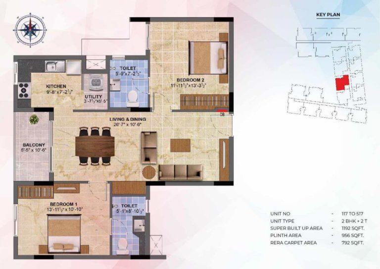 2 BHK - 1192 - Radiance Sapphire Chennai