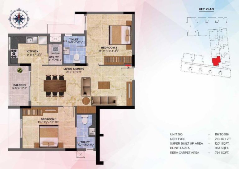 2 BHK - 1201 - Radiance Sapphire Chennai