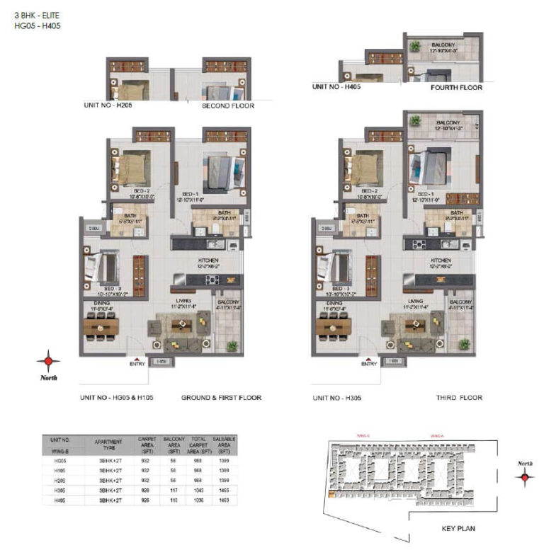 3 BHK - 1399 To 1463 - CasaGrand Boulevard Hennur