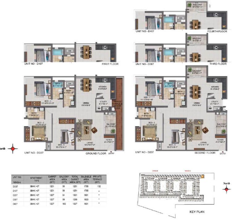 3 BHK - 1765 - CasaGrand Boulevard Hennur