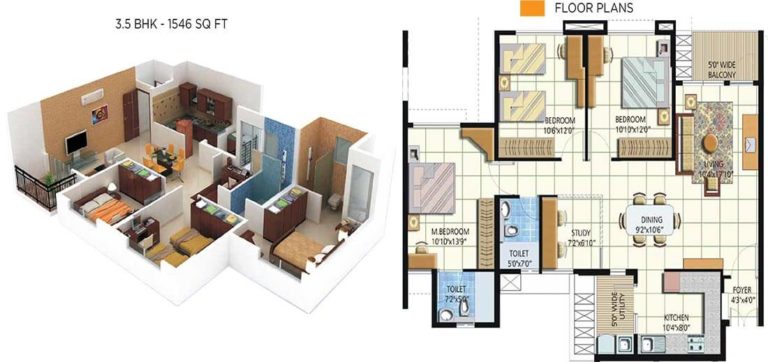 3.5 BHK 1546 - Embassy Residency Perumbakkam