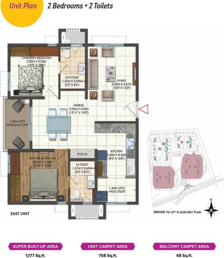 2 BHK - 1177 - Brigade Citadel Hyderabad