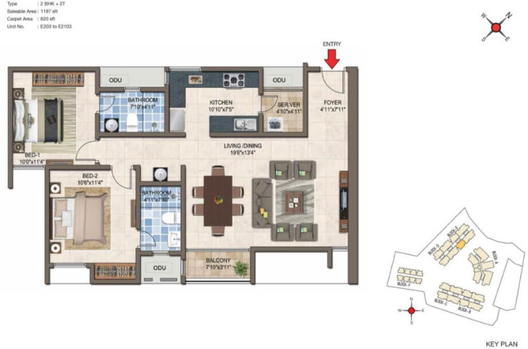 2 BHK - 1197 - CasaGrand Crescendo Chennai