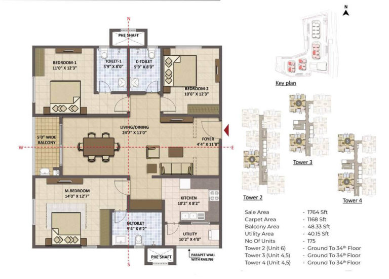 3 BHK - 1764 - Prestige Tranquil Hyderabad