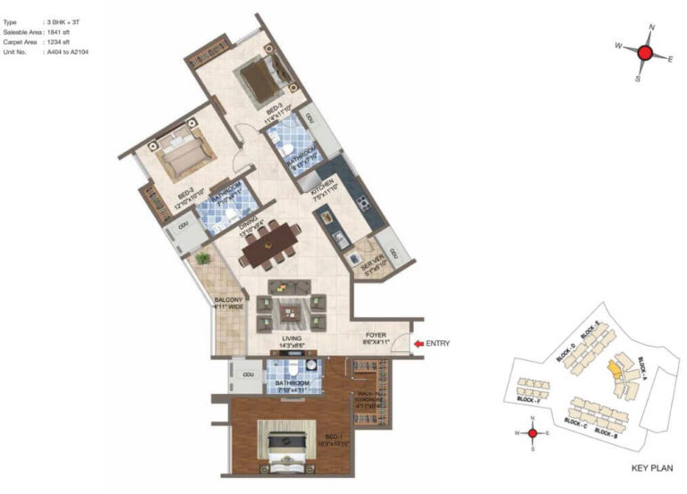 3 BHK - 1841 - CasaGrand Crescendo Chennai