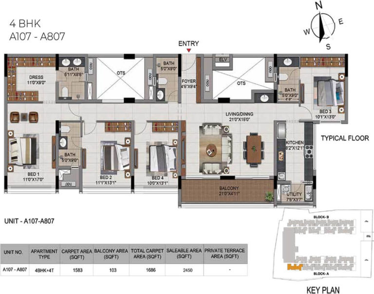4 BHK - 2450 - CasaGrand Millenia Chennai