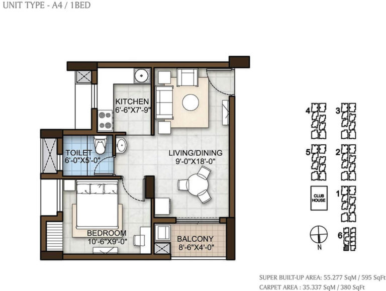 1 BHK 595 - Prestige Windsor Park Chennai