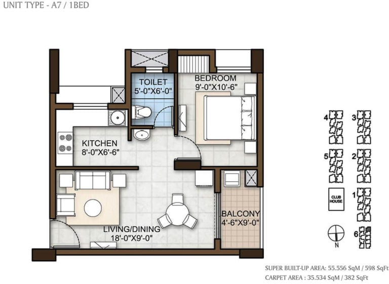 1 BHK 598 - Prestige Windsor Park Chennai