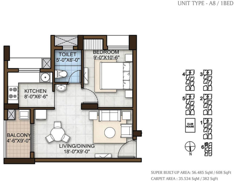 1 BHK 608 - Prestige Windsor Park Chennai