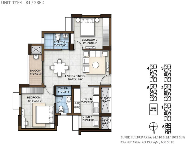 2 BHK 1013 - Prestige Windsor Park Chennai