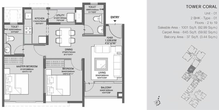 2 BHK Coral - 1001 - Godrej Azure Chennai