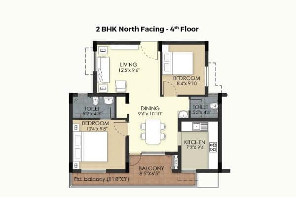 2 BHK North 4th - TVS Emerald Green Acres
