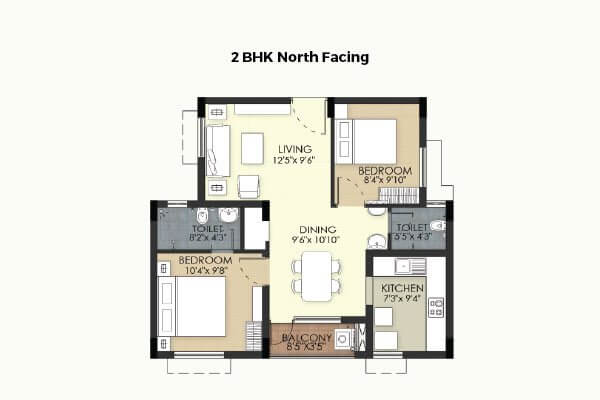 2 BHK North - TVS Emerald Green Acres