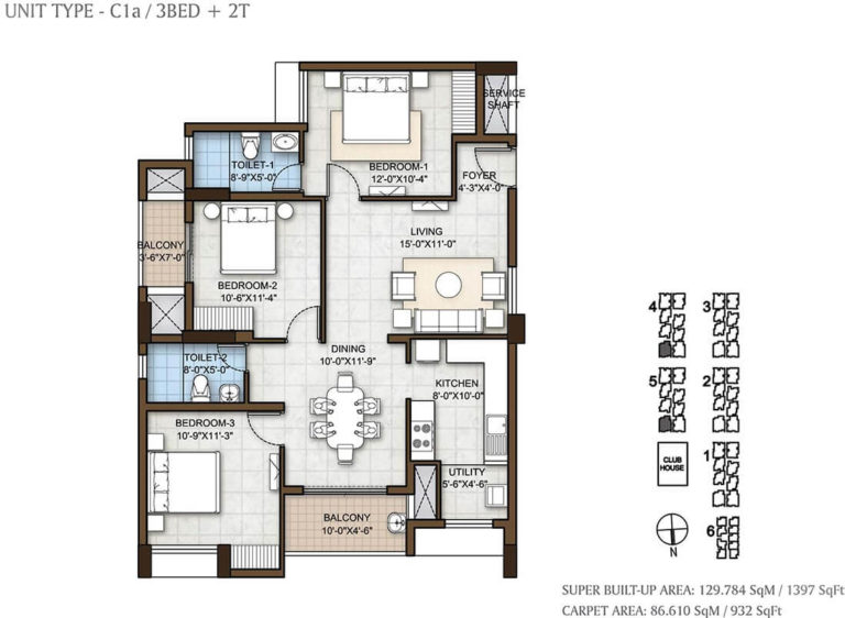 3 BHK 1397 - Prestige Windsor Park Chennai