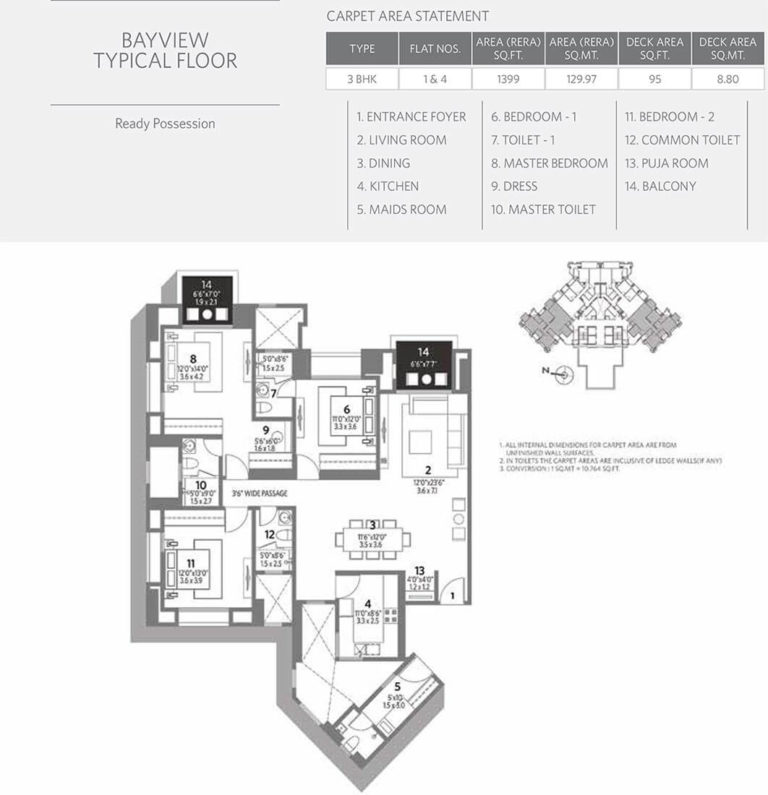 3 BHK - 1399 - Hiranandani Bayview OMR