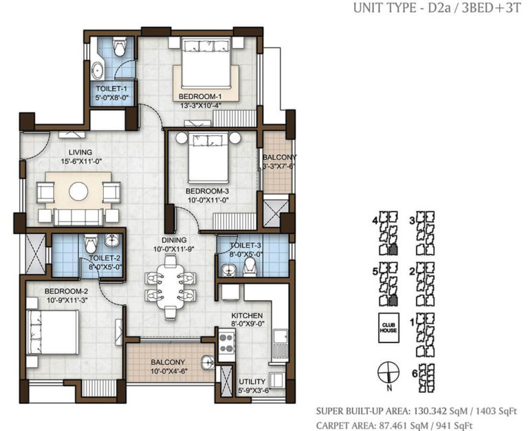 3 BHK 1403 - Prestige Windsor Park Chennai
