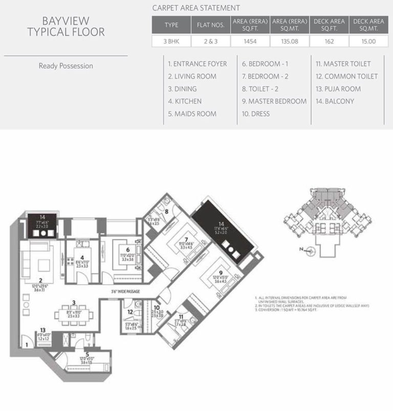 3 BHK - 1454 - Hiranandani Bayview OMR