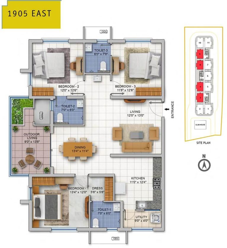 3 BHK 1905 East - ASBL Spire Hyderabad