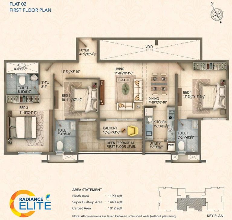 3 BHK 1st Floor - 1440 - Radiance Elite Teynampet