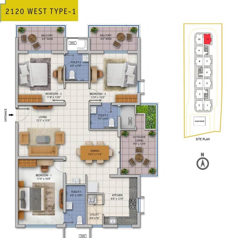 3 BHK 2120 West T1 - ASBL Spire Hyderabad
