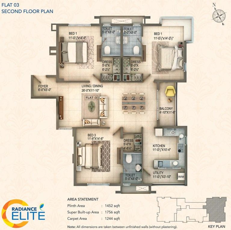 3 BHK 2nd Floor - 1756 - Radiance Elite Teynampet