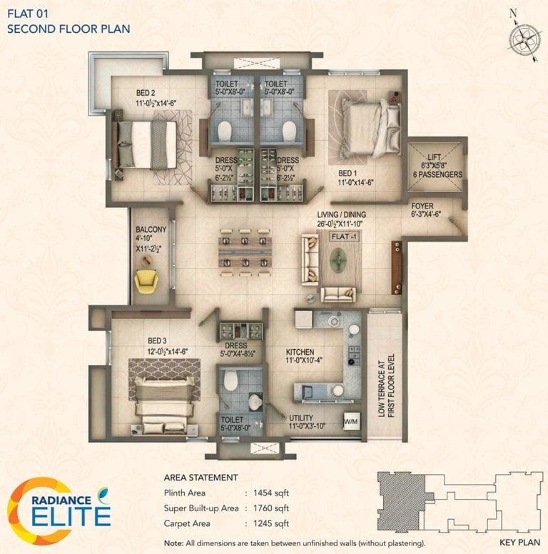 3 BHK 2nd Floor - 1760 - Radiance Elite Teynampet