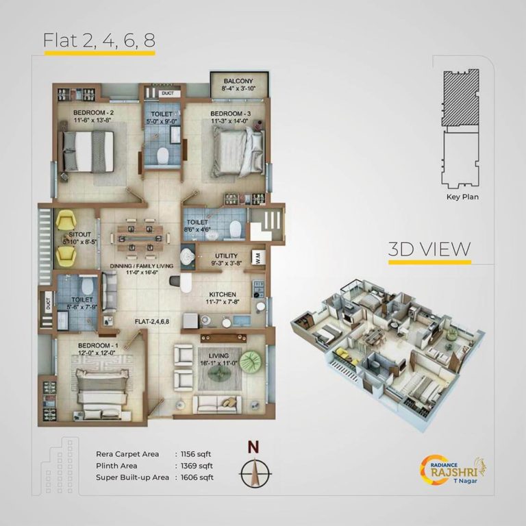 3 BHK Even - 1606 - Radiance Rajshri T Nagar