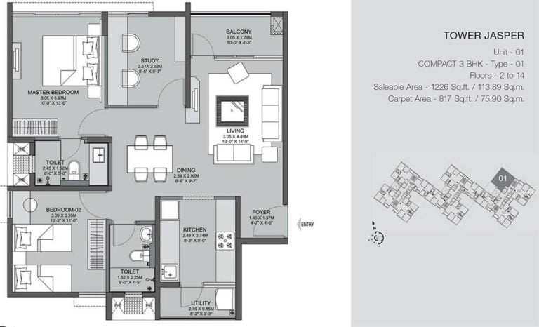 3 BHK Jasper - 1226 - Godrej Azure Chennai