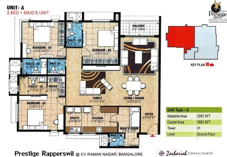 3 BHK + Maid - 2263 - Prestige Rapperswil