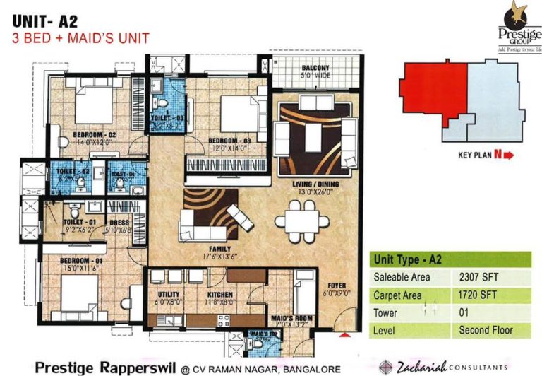 3 BHK + Maid - 2307 - Prestige Rapperswil