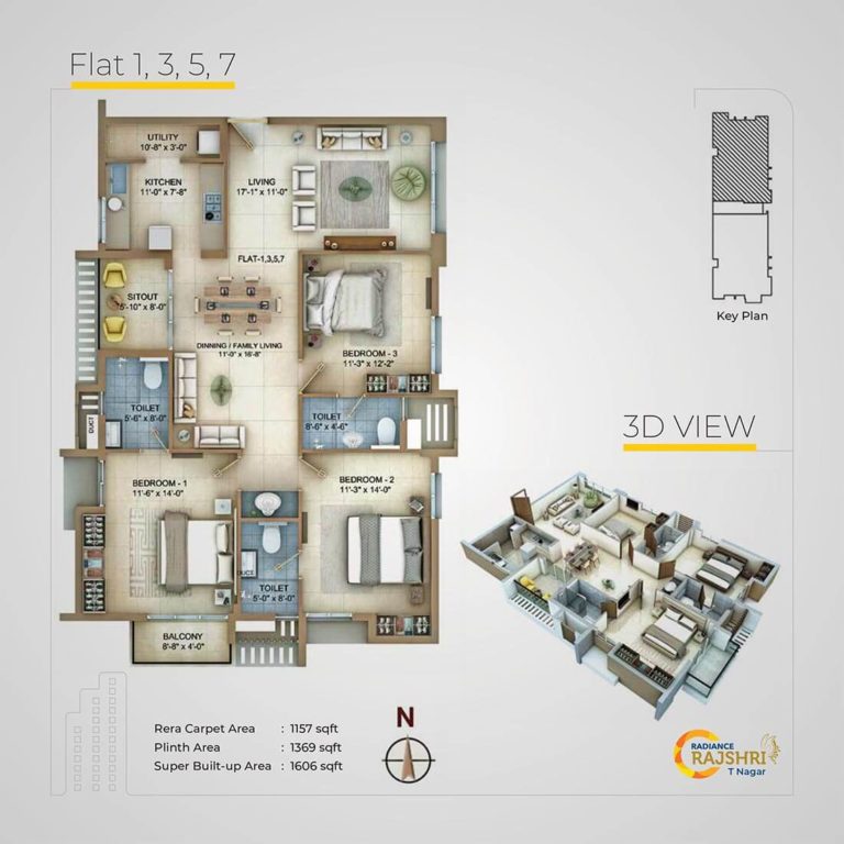 3 BHK Odd - 1606 - Radiance Rajshri T Nagar