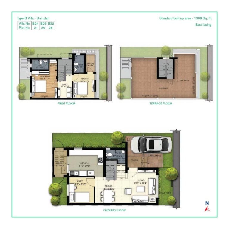 3 BHK Villa - 1009 - TVS Emerald Green Acres