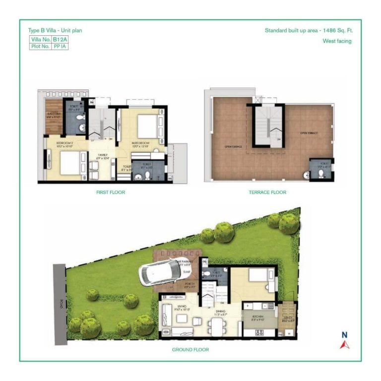 3 BHK Villa - 1486 - TVS Emerald Green Acres