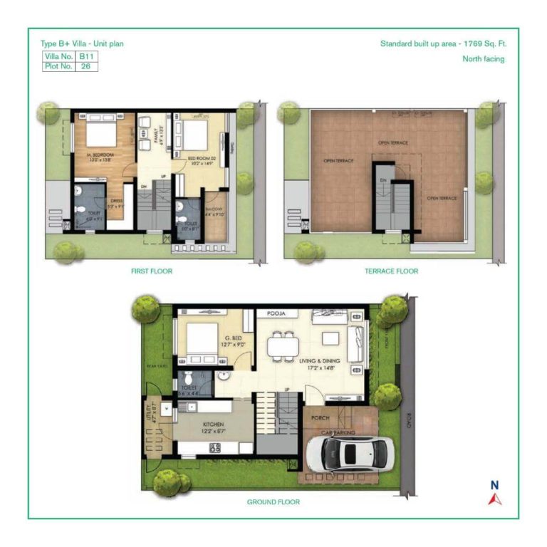 3 BHK Villa - 1769 - TVS Emerald Green Acres