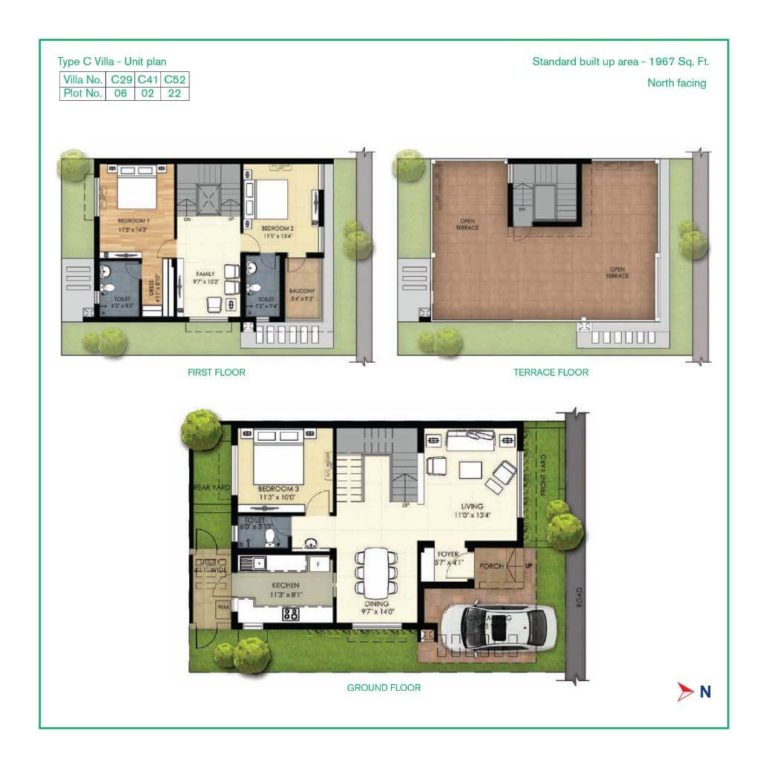 3 BHK Villa - 1967 - TVS Emerald Green Acres