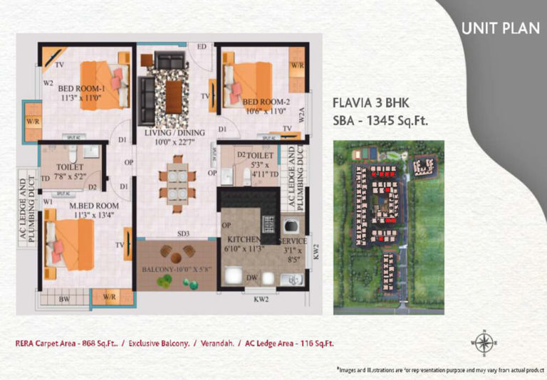Flavia - 3BHK - Alliance Galleria Residences