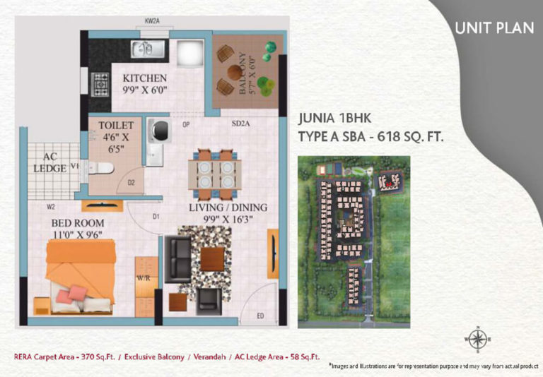 Junia - 1BHK - Type - A - Alliance Galleria Residences