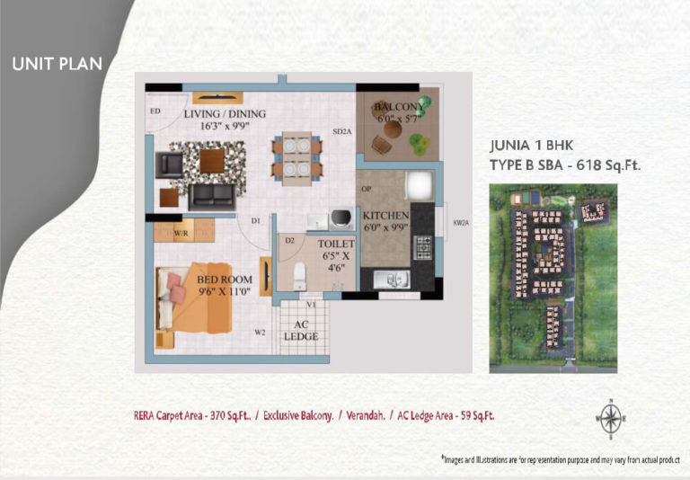 Junia - 1BHK - Type - B - Alliance Galleria Residences