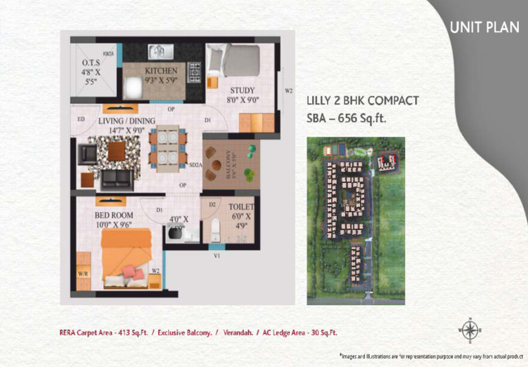 Lilly - 2BHK - Compact - Alliance Galleria Residences