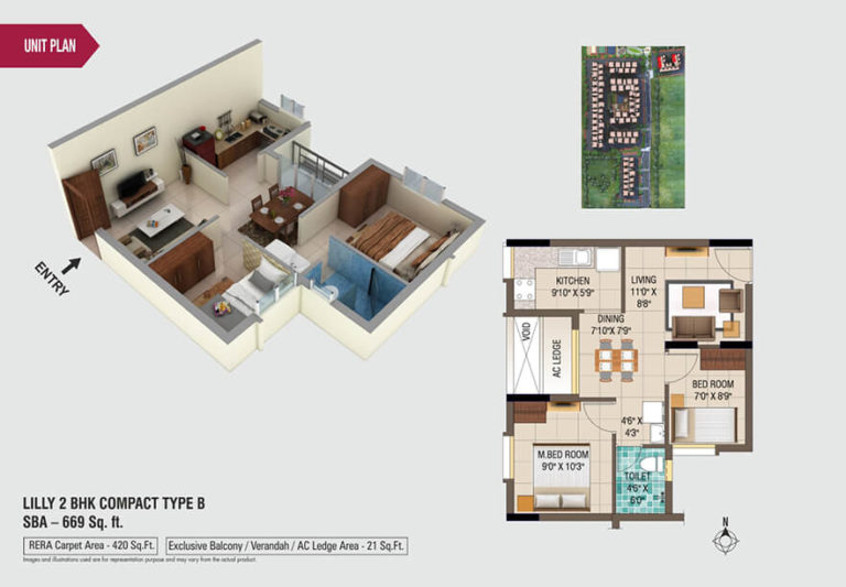 Lilly - 2BHK - Compact - Type - B - Alliance Galleria Residences
