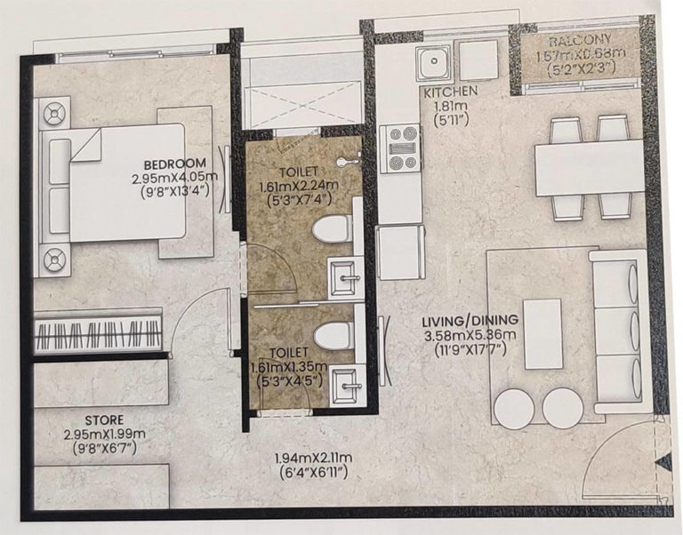 1 BHK Beyond - 529 - Mahindra Vicino Mumbai