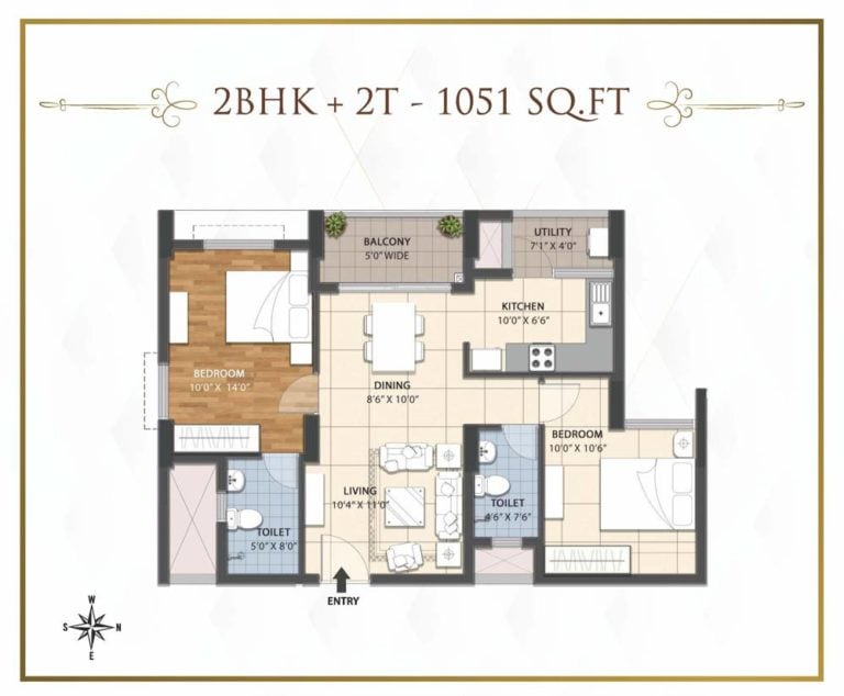 2 BHK-1051Sqft - RWD Grand Corridor Chennai