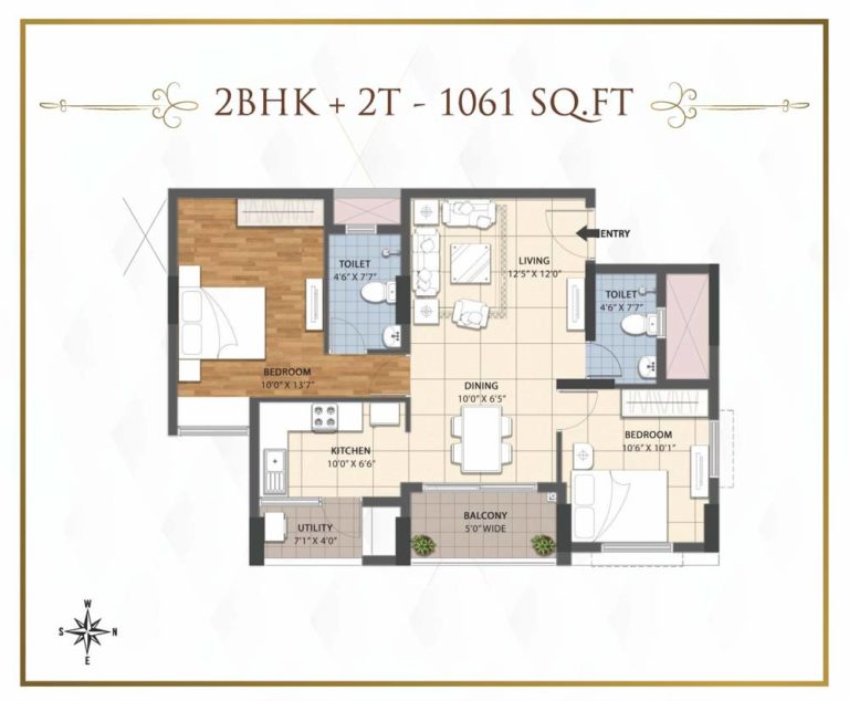 2 BHK-1061Sqft - RWD Grand Corridor Chennai